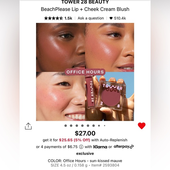 Tower 28 BeachPlease Lip + Cheek Cream Blush - Picture 4 of 5